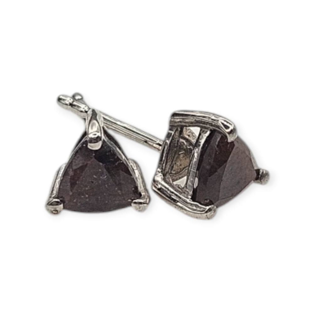 Natural Chocolate Sapphire Solitaire Earrings